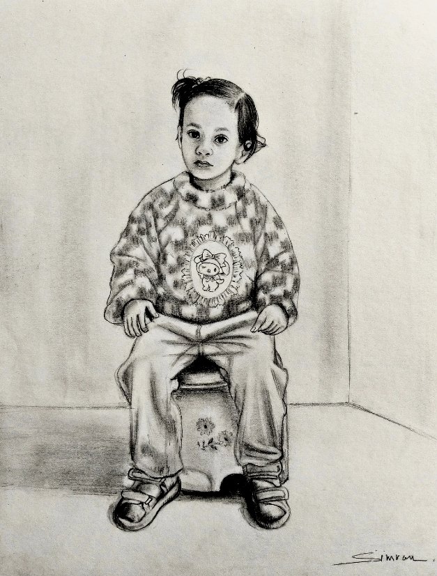 Pencil sketch of a young child